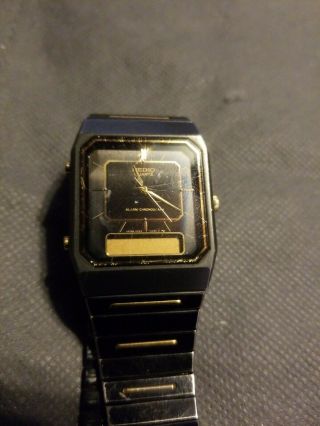 Vintage Seiko Alarm Black - Dial Chronograph Watch