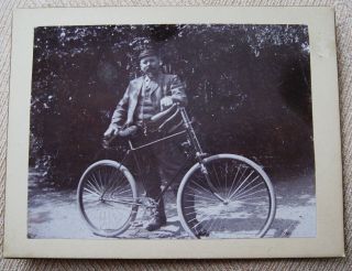 Antique Cabinet Photo Portrait Of A Dapper Gent Showing Off His Bicycle