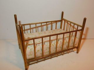 Vintage Doll House Furniture Miniature Shackman Baby Doll Crib Bed
