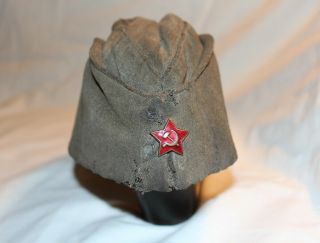 Ww2 Red Army Rkka Nkvd Soldier Side Cap With Enamel Red Star Very Rare