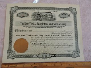 Very Rare 1900s Stock Certificate: York & Long Island Nylirr Railroad Co,