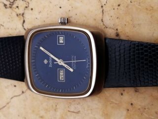 Rare Vintage Zodiac Sst36000 Blue Dial Automatic Men Wrist Watch