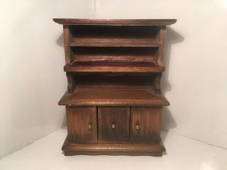 Dollhouse Miniatures Vintage Wooden Hutch W/ Moving Parts 34