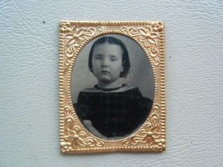 Antique Tintype 1/16 Plate Photo Of Young Girl - Wonderful