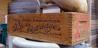 Rare Early Peters Cartridge Co Gun Ammo Wooden Crate Box 32 Colt Auto Smokeless
