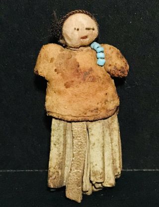 Rare Leather “navajo Medicine Man” Fetish Figural Charm,  Collected Albuquerque,  Nr