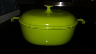 Vintage Le Creuset RARE La Mama Green 29 / 5 Qt.  Oval Dutch Oven 2