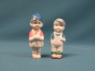 Vintage All Bisque Boy & Girl Dolls Made In Japan