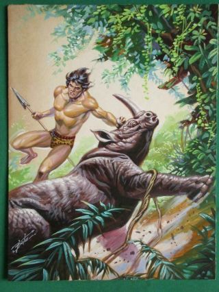 Tarzan Unique Mexican Comic Cover Art Signed By Betancourt Very Rare