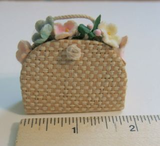 Vintage Barbie/midge 923 Basket Of Flowers Straw Purse Tote Accessory Pak 1962