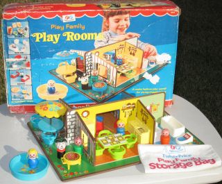 Rare Vintage Fisher Price Little People Play Family 909 Play Rooms Box Complete