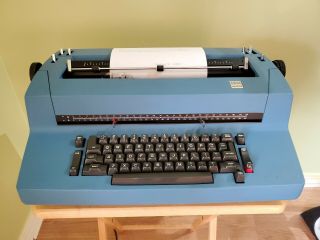 Vintage Ibm Selectric Ii Correcting Typewriter W/ Cover Rare Blue.  Con