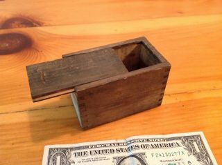 Vintage Wooden Finger Jointed Slide Top Box In Great Shape.