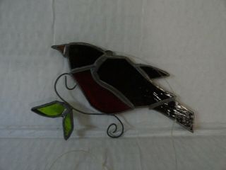 Old Vintage Stained Glass Bird - About 6 X 3 1/2 Inches