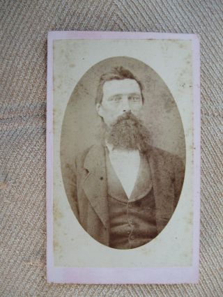 Antique Cdv Photo Of Dapper Bearded Gent By Gourley From Lindsay Ontario Canada