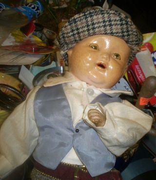 Antique composition / cloth boy doll 17 inch 2