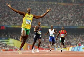 001 Usain Bolt - 100 M Running Olympic Game Champion 35 " X24 " Poster