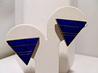 Rare Tracey Knifewing SEGURA Sterling Silver Lapis Inlay EARRINGS Vintage Navajo 2