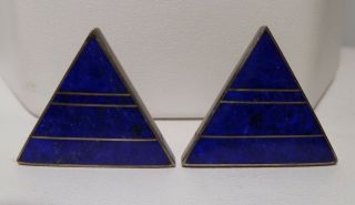 Rare Tracey Knifewing SEGURA Sterling Silver Lapis Inlay EARRINGS Vintage Navajo 3