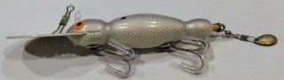 Vintage Bomber Bait Co " Waterdog / Water Dog Wood Lure Silver / White W Scale