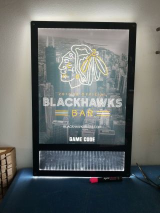 (l@@k) Chicago Blackhawks Nhl Hockey Led Light Up Back Bar Beer Sign Rare