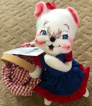 Vintage Annalee Patriotic 4th Of July Picnic Mouse 7” Tall W/ Tag And Bag