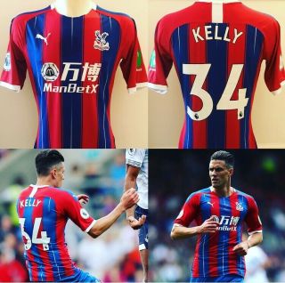 Martin Kelly Match Worn 2016/17 Crystal Palace Fc Rare Player Home Shirt