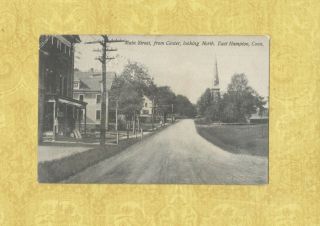 Ct East Hampton 1911 Antique Postcard Shops Homes & Church On Main Conn
