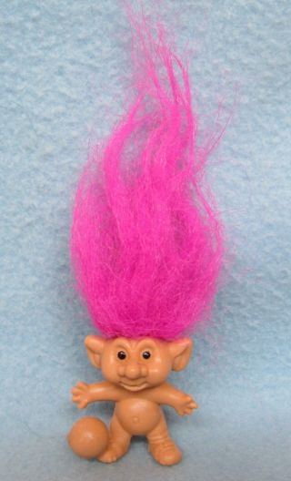 Vintage Mini Soccer Troll Doll,  1.  5 " Figure,  Pencil Topper,  Purple Hair
