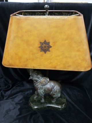 Rare Vintage Maitland - Smith Bronze Elephant Table Lamp On A Marble Base