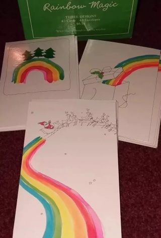 26 Vintage Hallmark Rainbow Christmas Cards w/ Envelopes 2
