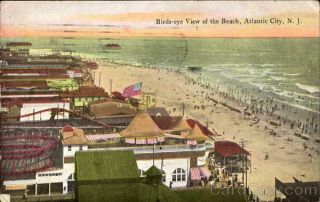 1909 Atlantic City,  Nj Birds - Eye View Of The Beach Antique Postcard Jersey
