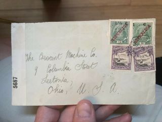 Rare Wwi Era Mozambique Colonial Portugal Postal Cover Beira To Usa