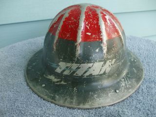 Rare Vintage 1948 Titan Bluestreak 2 Man Chainsaw Hard Hat Helmet Aluminum