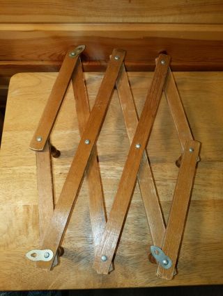 Vintage Wood Expandable Folding 10 Peg Wall Hanger Coat Rack Accordian 2