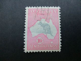 Kangaroo Stamps: 10/ - Pink 1st Watermark Cto - Exceptionally Rare (d143)