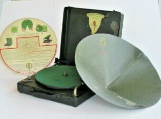 Rare Polly Portable Small Portable 78 Rpm Phonograph Gramophone Record Player