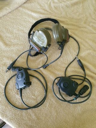 3m Peltor Comtac Iii Dual Comm With 2 Ptt Mic With Rare Neck Band