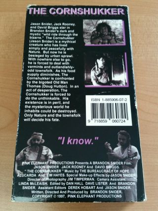 THE CORNSHUKKER VHS rare Horror Obscure Insane Pink Elephant 3
