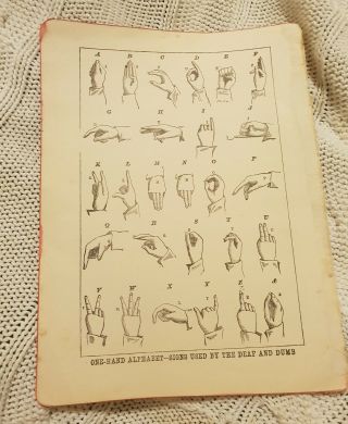 One Hand Alphabet - Signs By The Deaf & Dumb - Antique Book Print