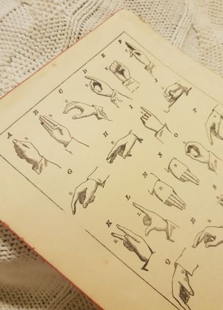 One Hand Alphabet - Signs by the Deaf & Dumb - Antique Book Print 2