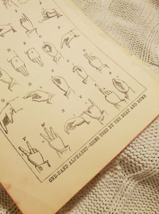 One Hand Alphabet - Signs by the Deaf & Dumb - Antique Book Print 3