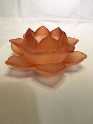frosted orange Glass Lotus Candlestick Tea Light Candle Holder 3