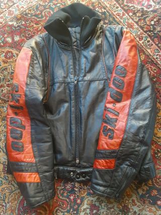 1990 Ski Doo Vintage Formula Plus Racing Leather Jacket.  Rare L