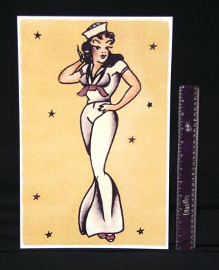 Navy 1 Large Vintage Sailor Jerry Traditional Style Tattoo Pin Up Poster Print