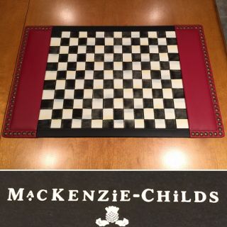 Rare Mackenzie - Childs Courtly Check Large Enamel Magnetic Leather Desk Blotter