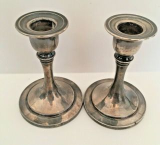 Vintage Oneida Silverplate Candlesticks Set Of 2 Made In Usa 4 " H
