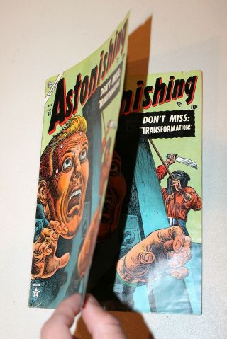 Astonishing 34 Rare Double Cover Pre - Code Atlas Horror Comic 1954 Vg,