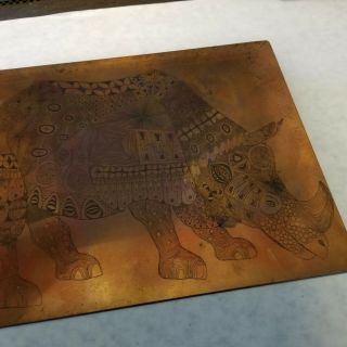 Rhinoceros Rhino Copper Engraved Printing Plate Block Letterpress Rare Children 2