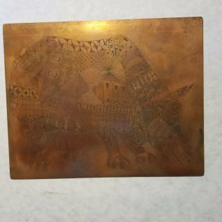 Rhinoceros Rhino Copper Engraved Printing Plate Block Letterpress Rare Children 3